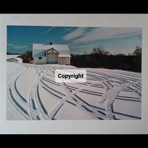 Country 1 Tracks in the Snow at Farmhouse Photo